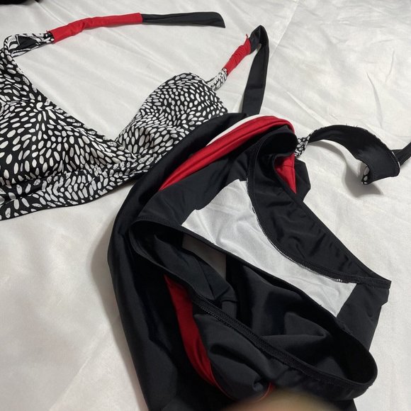 ZEROXPOSUR  Bikini Skirt Swimsuit Woman’s Size 10 Tie Padded Reversible Black - Picture 9 of 12